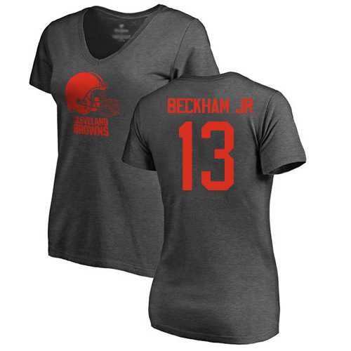 Cleveland Browns Odell Beckham Jr Women Ash Jersey #13 NFL Football One Color T Shirt->women nfl jersey->Women Jersey